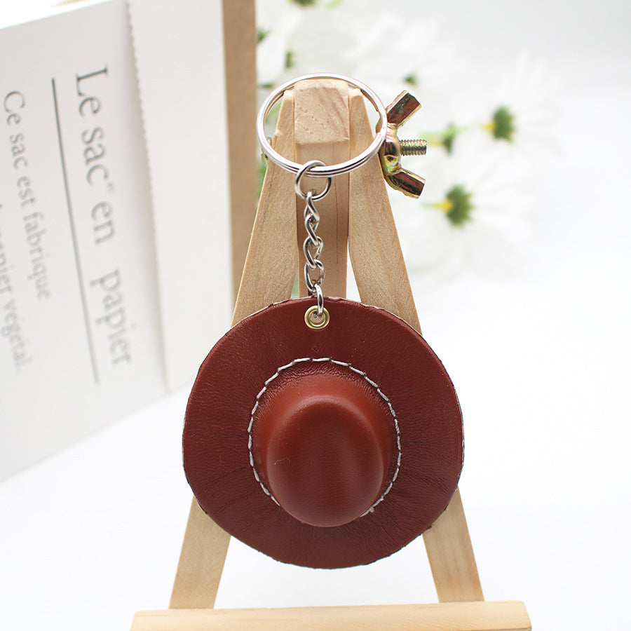 Wholesale Western Cowboy Hat PU Leather Keychains